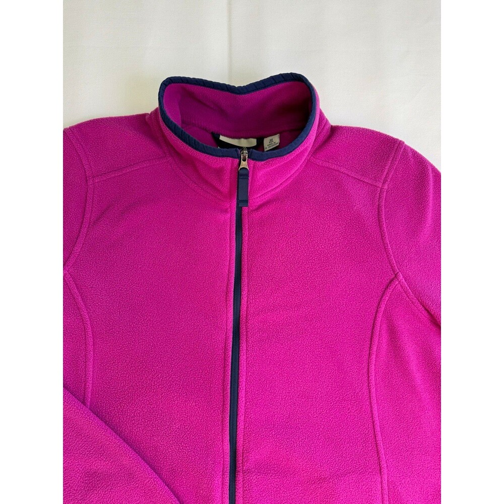 L.L.Bean Pink Fleece Full Zip Jacket Pockets Logo Womens Size M